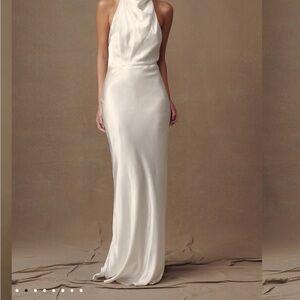 Elegant White Meshki Halter Neck Dress